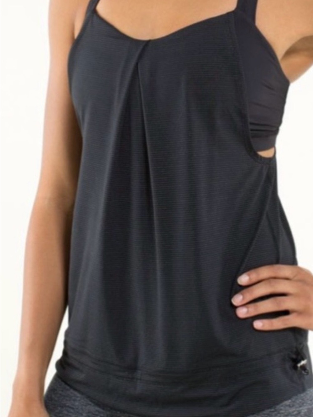 Lululemon Rest Less Tank Top Black Built-In Bra